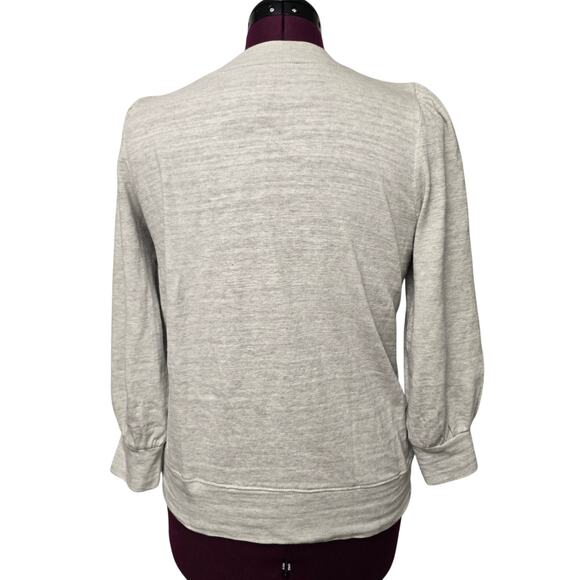 Women's LOFT Heathered Gray Knit 3/4 Sleeve Blouse | Size Medium - Picture 3 of 9